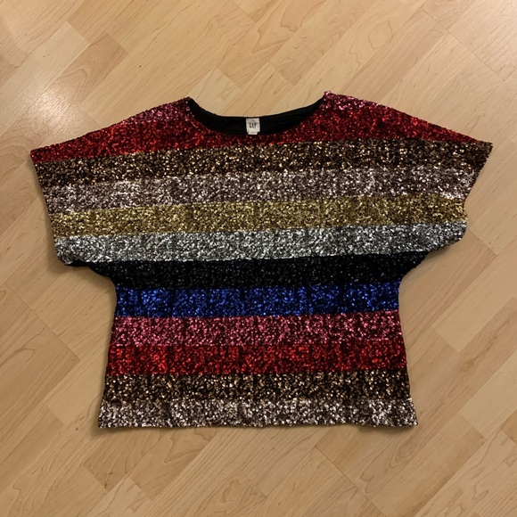 Holiday Gap Crazy Stripe Sequin Top - Picture 2 of 6